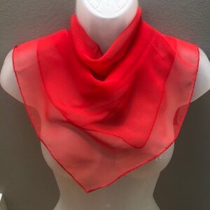 Chic Delicate Chiffon Square Breezy Bright Red Scarf Bandana Handkerchief